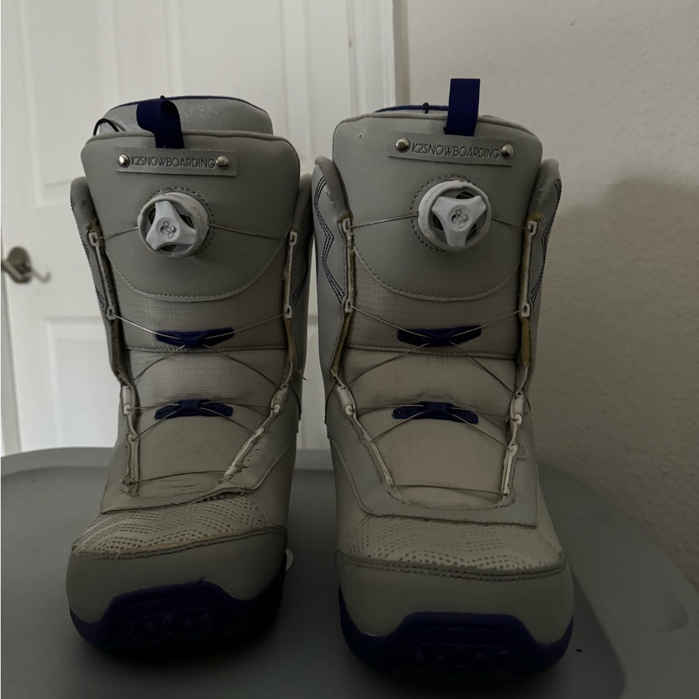 Stylish Women's Winter Boots - Gray and Blue - Picture 5 of 6
